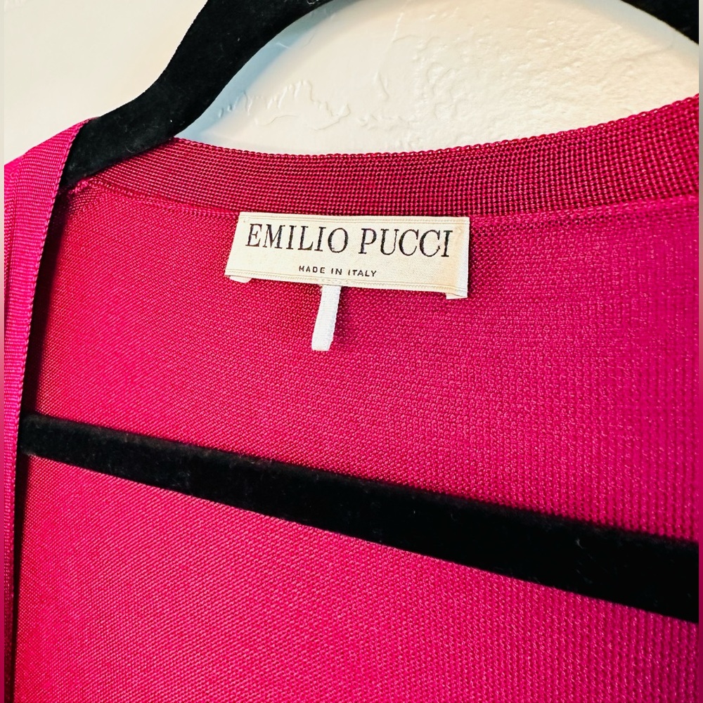 Emilio Pucci Cardigan Long Open Front Silk DesignerDeep Burgundy SIZE Small NEW! - Picture 10 of 16